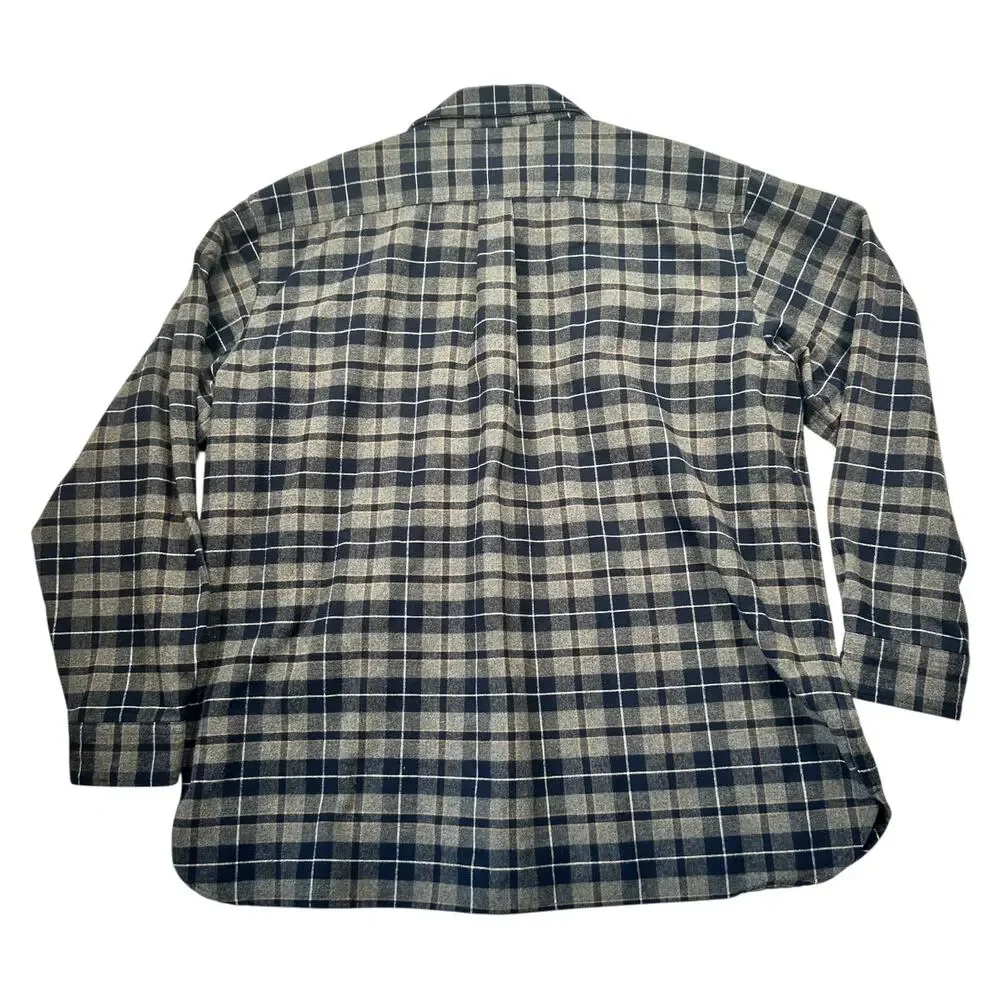 LL Bean Fleece Button Up Shirt - Blue Plaid - XXL - Picture 2 of 5